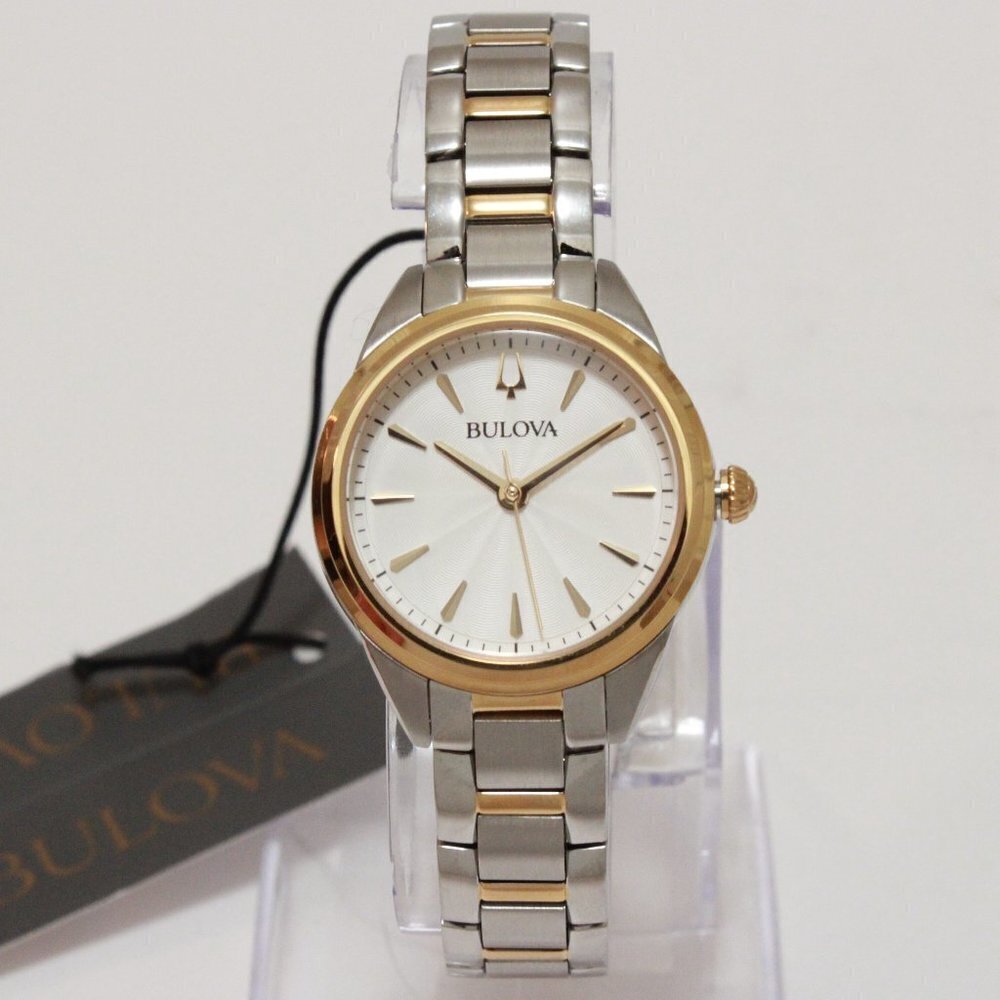 Bulova Ladies Sutton Classic Quartz Watch Two Tone Silver Dial 28mm - Picture 3 of 14